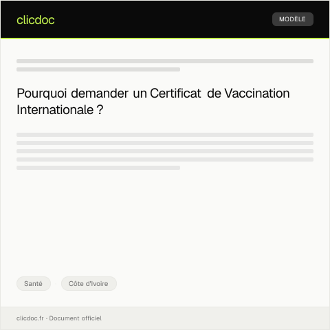 Aperçu du document Certificat de Vaccination Internationale — Santé, Côte d'Ivoire