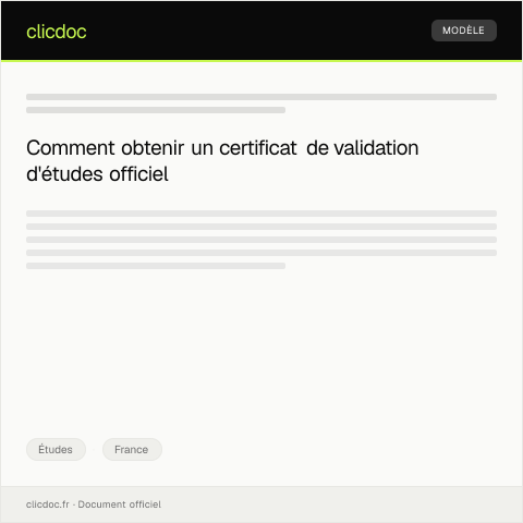 Aperçu du document Certificat de validation d’études — Études, France