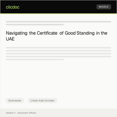 Document preview: Certificate of Good Standing for Business Continuity — Businesses, United Arab Emirates