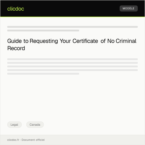 Document preview: Certificate of No Criminal Record / Certificat de non-anticédents criminels — Legal, Canada