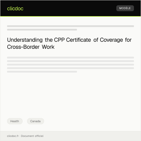 Document preview: Certificate of Coverage under the CPP pursuant to article 6 to 9 of the Agreement on Social Security between Canada and the Republic of Latvia — Health, Canada