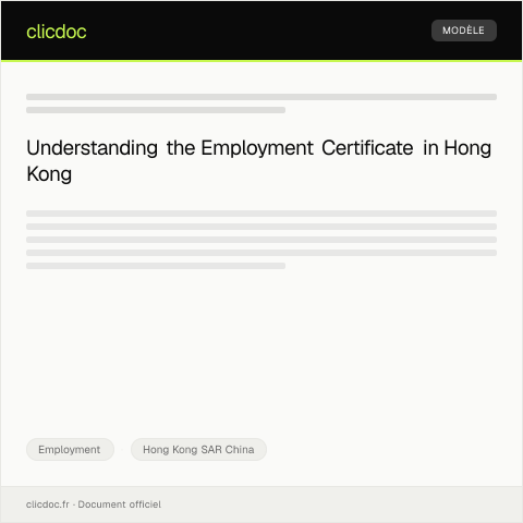 Document preview: Certificate of Employment在職證明 — Employment, Hong Kong SAR China