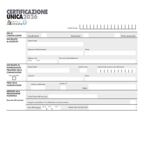Anteprima documento Certificazione unica 2026 — Dichiarazioni, Italia