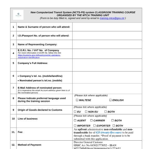 Document preview: CES Training — application-form-ncts-p5.pdf — income_tax, Malta (CERFA n°application-form-ncts-p5)