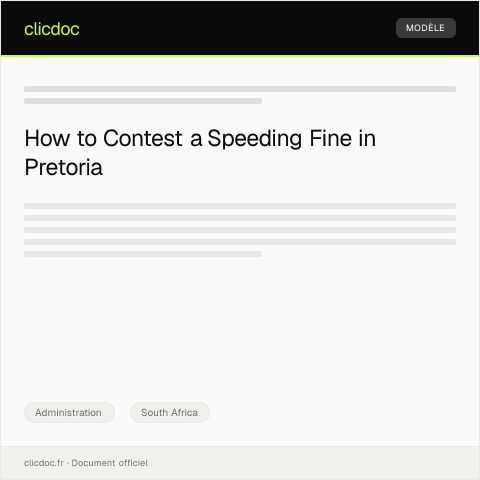 Document preview: Challenging Speeding Fine Issued in Pretoria — Administration, South Africa