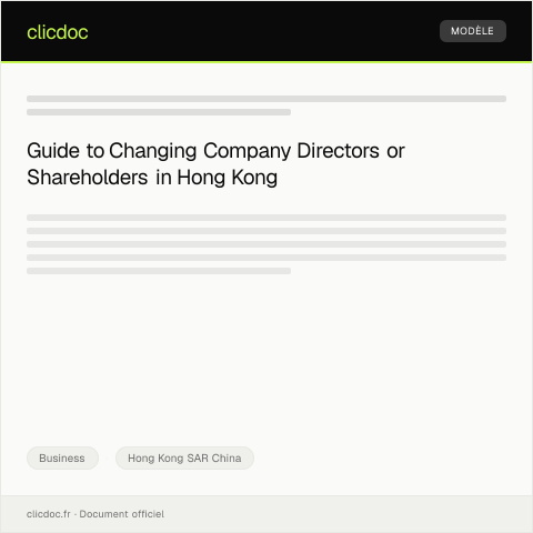Document preview: Change of Company Directors or Shareholders / 董事或股東變更申請 — Business, Hong Kong SAR China