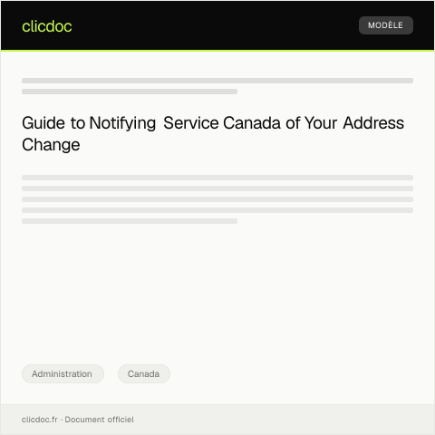 Document preview: Notification of Change of Address to Government Office — Administration, Canada