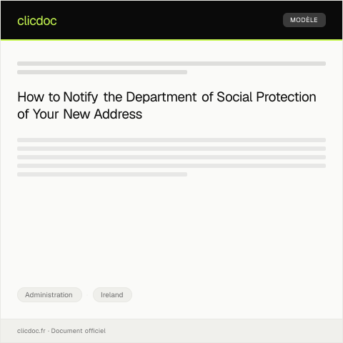 Document preview: Notification of Change of Address to the Department of Social Protection — Administration, Ireland