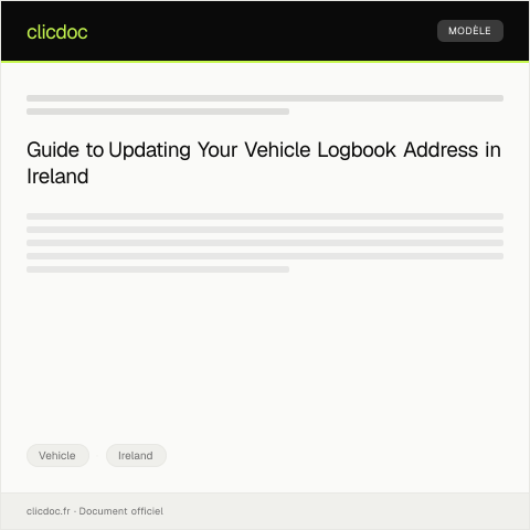 Document preview: Application for Change of Address on Vehicle Logbook (V5C) with the RSA — Vehicle, Ireland