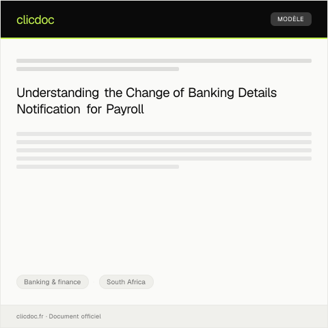 Document preview: Notification of Change of Banking Details for Payroll — Banking & finance, South Africa