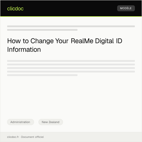 Document preview: Change of details for my RealMe digital ID — Administration, New Zealand