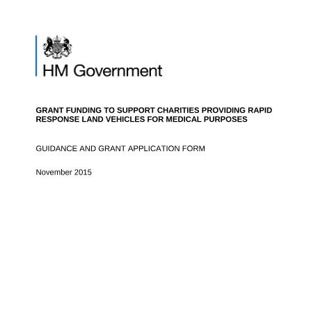 Document preview: Rapid response vehicles for medical purposes: charities grant scheme — Cabinet Office, United Kingdom