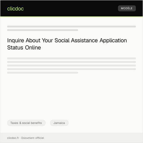Document preview: Check the status of your social assistance application online — Taxes & social benefits, Jamaica