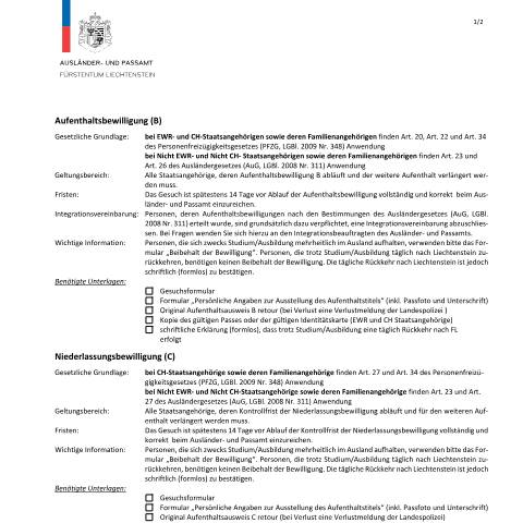 Dokumentvorschau: Checkliste — Ausländer-/Passamt — Verlaengerung Des Aufenthalts, Liechtenstein (CERFA n°checkliste-verlaengerung-des-aufenthalts-b-c-d)