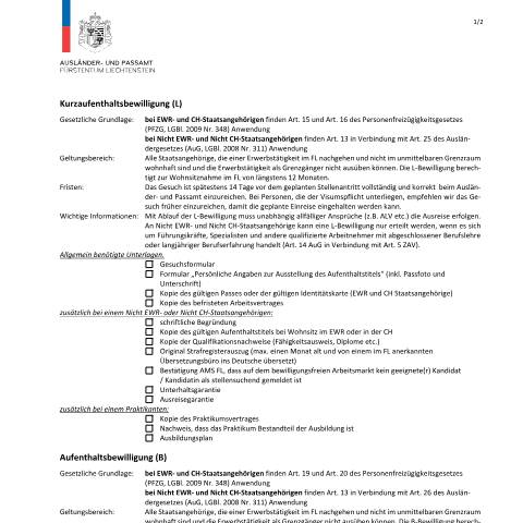 Dokumentvorschau: Checkliste — Ausländer-/Passamt — Wohnsitz In Liechtenstein Ohne Erwerbstaetigkeit, Liechtenstein (CERFA n°checkliste-stellenantritt-mit-wohnsitznahme-l-b-c-d)