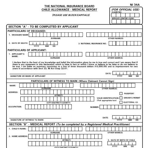 Document preview: NI34A — Form, Trinidad & Tobago (CERFA n°NI34A)