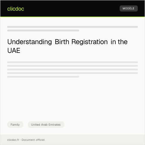 Document preview: Application for Child Birth Registration on Emirates Identity System — Family, United Arab Emirates