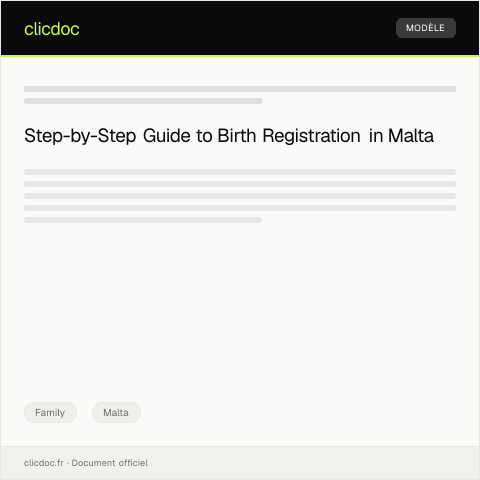 Document preview: Process to Register a Child’s Birth / Proċedura ta’ Reġistrazzjoni tat-Tarbija — Family, Malta
