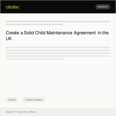 Document preview: Template for UK Child Maintenance Agreement — Family, United Kingdom
