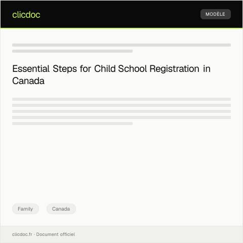 Document preview: Child Registration for School / Enregistrement d’enfant à l’école — Family, Canada