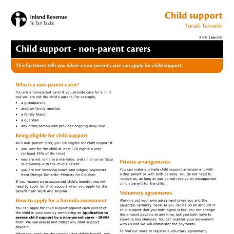 Document preview: IR1023 2023 — Child support, New Zealand (CERFA n°IR1023)