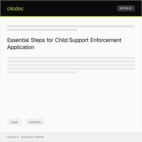 Document preview: Application for Child Support Enforcement — Legal, Australia