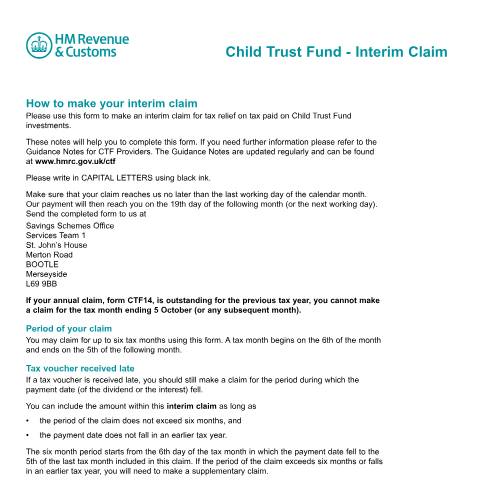 Document preview: Child Trust Fund: claim interim tax relief (CTF10) — HM Revenue & Customs, United Kingdom