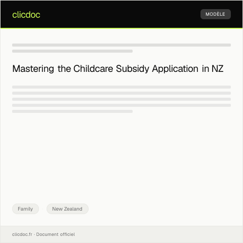 Document preview: Application for Childcare Subsidy from Work and Income — Family, New Zealand
