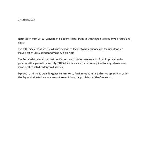 Document preview: Clearances from Other Departments — cites-notification.pdf — customs_excise, Malta (CERFA n°cites-notification)