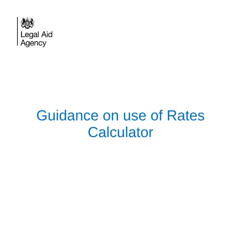 Document preview: Civil claims rates calculator — Legal Aid Agency, United Kingdom