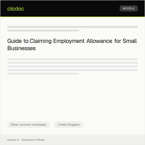 Document preview: Claim for Employment Allowance for Small Businesses — Other common templates, United Kingdom