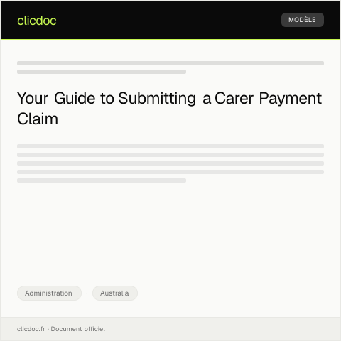 Document preview: Claim for Carer Payment — Administration, Australia