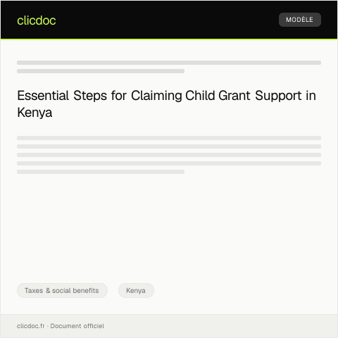 Document preview: Claim for Child Grant Support (Form CGS-010) — Taxes & social benefits, Kenya