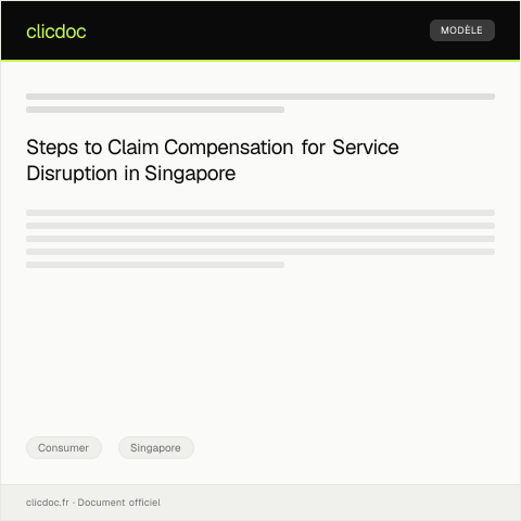 Document preview: Claim for Compensation Due to Service Disruption — Consumer, Singapore