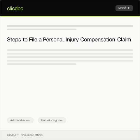 Document preview: Claim for Compensation for Personal Injury — Administration, United Kingdom