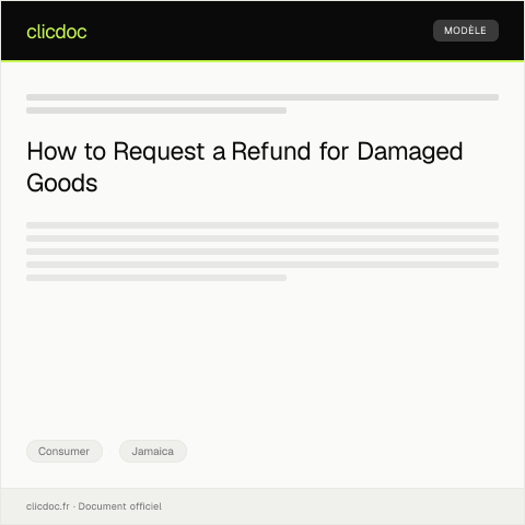 Document preview: Claim for Refund on Damaged Goods from Kingston Supermarket — Consumer, Jamaica