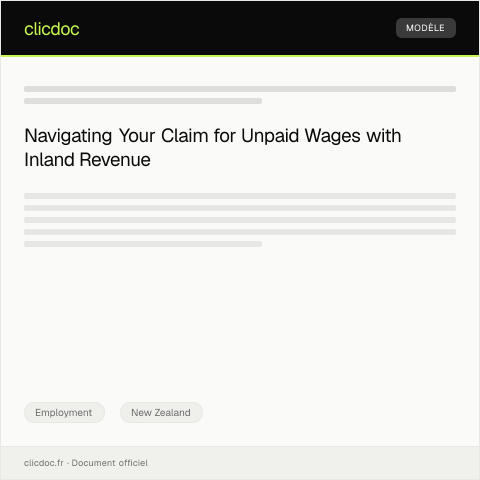 Document preview: Claim for Unpaid Wages or Salary Dispute — Employment, New Zealand