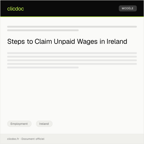 Document preview: Claim for Unpaid Wages from Employer — Employment, Ireland