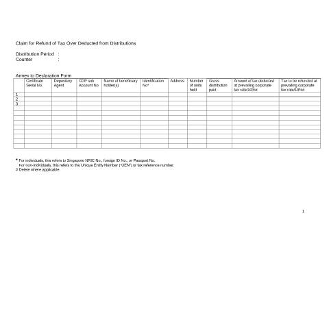 Document preview: REIT ETF - Claim for Refund of Tax Over Deducted from Distributions — IRAS / Trust, Singapore (CERFA n°REIT-ETF---CLAIM-FOR-REFUND-OF-TAX-OVER-DEDUCTED-FROM-DISTRIBUTIONS)