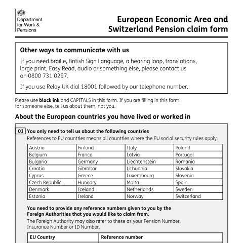 Document preview: Claim an overseas State Pension if you’ve lived or worked abroad — Department for Work and Pensions, United Kingdom