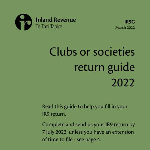 Document preview: Clubs or societies return guide — Income tax, New Zealand (CERFA n°IR9G)