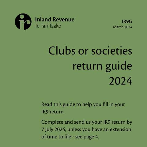 Document preview: Clubs or societies return guide — Income tax, New Zealand (CERFA n°IR9G)