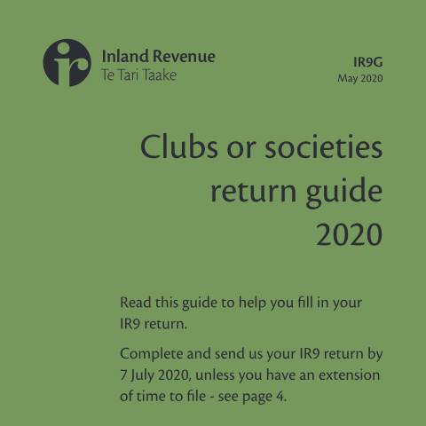 Document preview: Clubs or societies return guide — Income tax, New Zealand (CERFA n°IR9G)