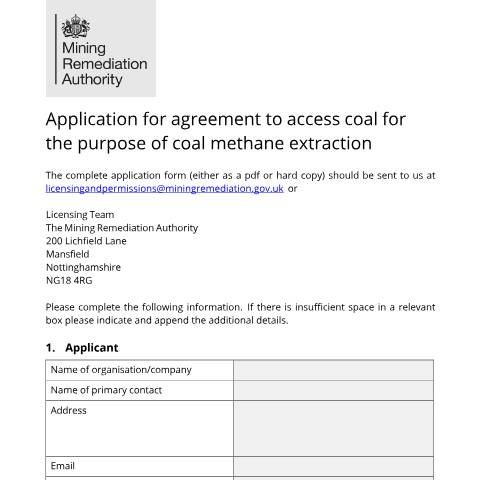 Document preview: Coal methane access agreements — Coal Authority, Mining Remediation Authority, United Kingdom