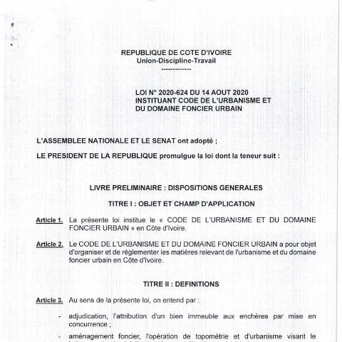 Aperçu du document LOI INSTITUANT CODE URBANISME ET DOMAINE FONCIER URBAIN 4 45 — Transfert de propriété, Côte d'Ivoire