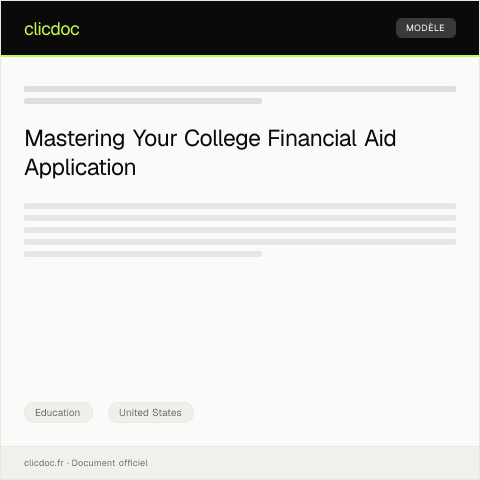 Document preview: Application for College Financial Aid and Scholarships — Education, United States