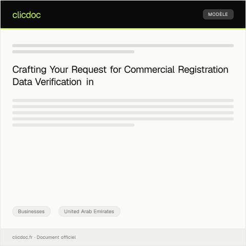 Document preview: Request for Commercial Registration Data Verification — Businesses, United Arab Emirates