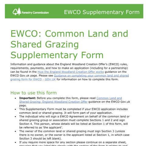Document preview: Common land and shared grazing: England Woodland Creation Offer — Forestry Commission, United Kingdom