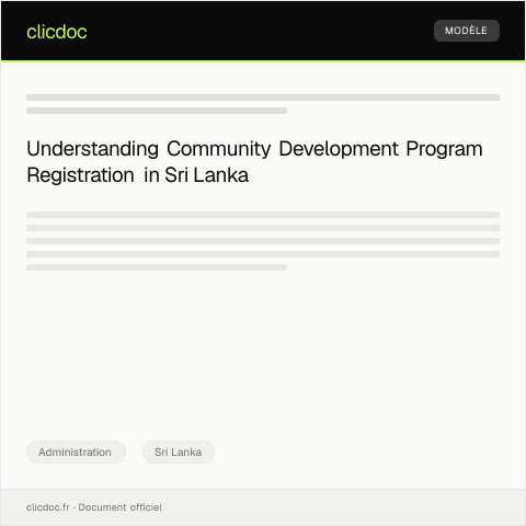 Document preview: Community Development Program Registration — Administration, Sri Lanka