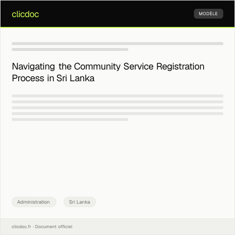Document preview: Community Service Registration Form — Administration, Sri Lanka